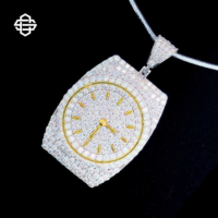Pendentif Hip Hop de Luxe Scintillant en Argent 925 Plaqué Or, Zircon Bling Unisexe, Bijoux Streetwear pour Rappeur, Fournisseur tiers