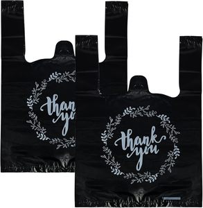 Venta al por mayor de diseño personalizado OXO + PLA biodegradable reciclable negro camisetas bolsas de compras para supermercado - Product Image 4