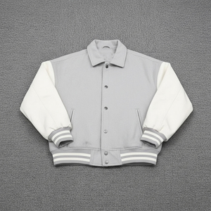 Veste d'hiver de haute qualité 100% laine, imperméable, à capuche, manches contrastées, fermeture éclair sur le devant, style streetwear, pour hommes - Product Image 2