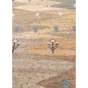 พรมขนสัตว์และไหมถักมือลายเรขาคณิตสีเบจและสีน้ำตาล Freedom Manchaha สำหรับตกแต่งห้องนั่งเล่นหรือทางเดินในบ้าน-Lub-125 - Product Image 3