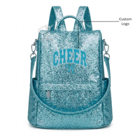 Mochila de Animadora de Moda con Brillo, de Cuero PU Suave, con Logotipo Bordado, Brillante, para Práctica de Baile y Libros