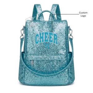 Fashion Glitter PU Leather Soft Cheerleading Backpack With Embroidered Logo <b>Sparkly</b> Cheer Girls Dance Practice & <b>Book</b> Bag - Product Image 5