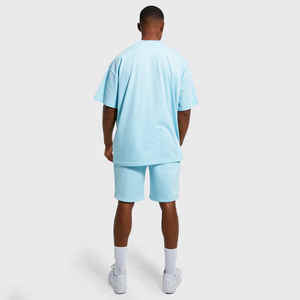 Venta al por mayor 100% algodón lavado ácido de gran tamaño camiseta y pantalones cortos logotipo personalizado doble conjunto para los hombres - Product Image 2