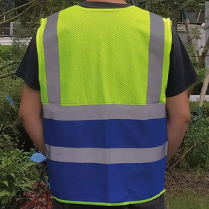 Chaleco reflectante de alta visibilidad personalizado con bolsillos para trabajo de seguridad, tono de poliéster - Product Image 3