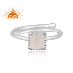 Anillo cuadrado apilable de piedras preciosas de piedra de luna de arcoíris Natural de Plata de Ley 925, joyería personalizada para mujer, regalo para ella - Product Image 2