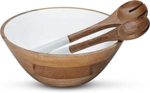 Handmade Modern Rustic Wooden Serving Bowl for Fruits Veggies Salad-Wood Decorative Bowl with <b>Felt</b> <b>Pads</b> for Home Decor - Product Image 2