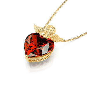 Collier en argent sterling Jeulia avec cœur de Cupidon, diamant et perle d'eau douce en or rose - Product Image 3