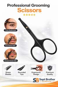 กรรไกรนิรภัยสแตนเลสพร้อมปลายโค้งมนสำหรับการดูแลขนจมูก คิ้ว และใบหน้า - Product Image 4