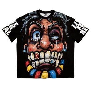 T-shirt tendance imprimé par transfert thermique, streetwear, t-shirt en tissu éponge uni, t-shirt de haute qualité, coupe ample et oversize, 100% coton - Product Image 1