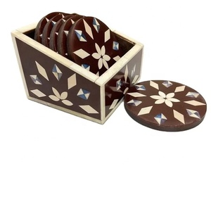 Best Quality Wooden Handmade Fancy Design Square Tea Cup <b>Mats</b> Pads At Low Price High Standard Dinnerware Flatware Drink Coaster - Product Image 2
