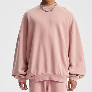 Sweat-shirts unisexes en polyester et coton 2026, personnalisables, vierges, hiver, manches longues, grammage lourd, délavage acide, teinture unie, brodés, en molleton - Product Image 4