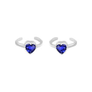 Zarkan 925 Silver <b>Toe</b> <b>Ring</b> with Blue Sapphire Diamond Zircon <b>Gold</b> Plated and for Wedding Engagement or Gift - Product Image 1
