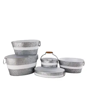 Macetas grandes y redondas en forma de cubo para jardín, ovaladas, de metal, baratas, para plantas y flores, a granel - Product Image 1