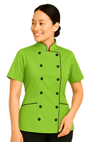 Veste de chef à manches courtes pour femme, coupe ajustée, uniforme culinaire professionnel, poly coton, OEM personnalisable, taille personnalisée, restaurant, bar