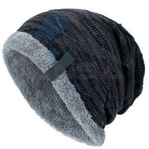 Sombrero de punto de invierno para hombre, sombreros sueltos gruesos de terciopelo de Color sólido, sombreros de terciopelo personalizados al por mayor - Product Image 1