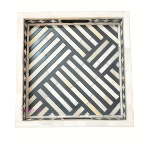 Directo de fábrica, venta al por mayor, Axiom Home Accents, bandeja rectangular con incrustaciones de resina de madera, 100%, seguro para alimentos, hecho a mano, MDF, servicio personalizado, Perla - Product Image 1