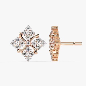 Moissanite Diamond Stud <b>Earrings</b> with Screw <b>Back</b> Certified Round Brilliant Cut Iced Out Luxury <b>Earrings</b> Set for Women's - Product Image 2