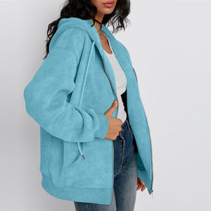 Sweat-shirts à capuche en coton décontractés pour femmes, dernière conception 2026, prix de gros, logo personnalisé imprimé, sweat-shirt à capuche à fermeture éclair pour femmes - Product Image 4