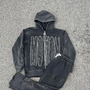 ชุดวอร์มมีซิปสำหรับผู้ชายเสื้อฮู้ดผ้าคอตตอนซักแบบวินเทจ - Product Image 1