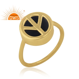 สินค้ามาใหม่แหวนเงิน18K ชุบทอง18K อัญมณีโอนิกซ์สีดำธรรมชาติแหวนออกแบบให้เป็นของขวัญสำหรับผู้หญิง - Product Image 2
