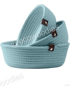 Paniers à linge en osier Panier de rangement minimaliste en corde de coton Poubelle tissée pour linge vêtements et serviettes Organisation de la maison moderne - Product Image 5