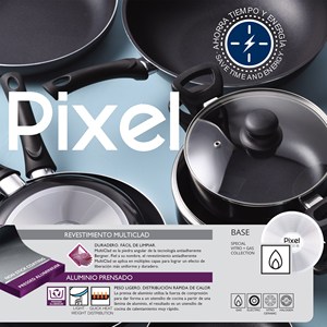 Set di 2 padelle antiaderenti in alluminio pressofuso (20-24 cm) + Set di 5 utensili da cucina in silicone e legno PIXEL Chef Sauce - Product Image 2