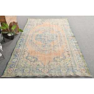 Vintage Turkish <b>Rug</b> 5.6ft X 9.5ft Classic Tabriz Style Bold Orange Navy <b>Blue</b> <b>Large</b> Area Rectangle Pattern for Bedroom Hallway 4m - Product Image 4