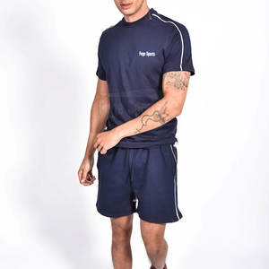 100% algodón hombres Slim Fit camiseta y conjunto corto Camiseta de manga corta y pantalones cortos conjunto para venta en línea - Product Image 2