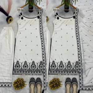 New Launch Casual Reversible Maska Cotton Silk <b>Kurta</b> with Dupatta Multi-Needle Work for Party ODM Supply - Product Image 2