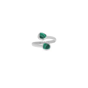 925 Sterling Silver Natural Shape Malachite Ring Bezel Setting Classic Style for Engagement Anniversary Gift Pack Of 6 - Product Image 1