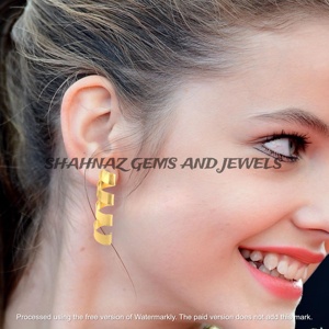 Boucles d'oreilles en forme de printemps en or 18 carats plaqué laiton à la mode pour femmes Usine de bijoux Vente en gros Boucles d'oreilles en laiton massif finement conçues - Product Image 2