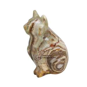 Figurines en onyx personnalisables Statues uniques de chat en pierre sculptées à la main pour une touche réfléchie et artistique - Product Image 1