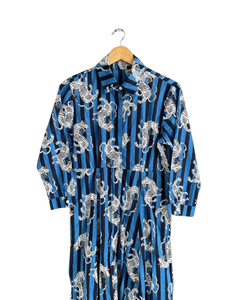 Caftán Mini de Algodón 100% para Mujer, Estilo Dulce, Ecológico, Bohemio, Formal/Casual, Estilo Veraniego, Estampado Animal, Patchwork, Safari-Boho - Product Image 3