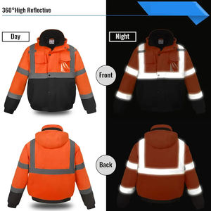 Chaqueta de Lona con Capucha de Alta Visibilidad para Trabajo de Invierno, Reflectante, con Marca Personalizada, Ligera e Impermeable - Product Image 5