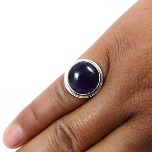 เครื่องประดับอัญมณี925เงินสเตอร์ลิงพลอยอเมทิสต์ธรรมชาติแหวนทรงกลมทำด้วยมือเครื่องประดับชั้นดีซัพพลายเออร์จำนวนมาก - Product Image 3