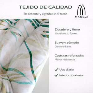 Coussins de chaise matelassés hydrofuges 40x40x5 cm pour intérieur/extérieur avec sangles de fixation, faciles à nettoyer, coussins lombaires et d'assise - Product Image 5