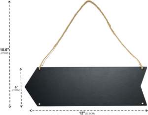 6 Pack Hanging Wood Chalkboard Double Sided Arrow Signs, Erasable Black Board for <b>Wall</b> Decoration 12 x 4 In - Product Image 4