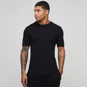 T-shirt de sport pour homme 95% coton 5% Spandex Slim Fit Longline Camisetas 220 grammes Fitness Wear Front Knitted - Product Image 1