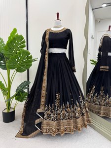 New Designer Modern Bollywood Style Black Choli Indian & Pakistani Clothing with Fancy <b>Detail</b> for Summer Parties Lehenga Choli - Product Image 4