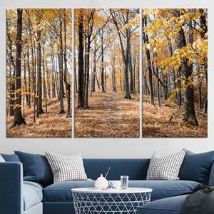 Toile imprimée : Décoration murale avec paysage forestier d'automne, lot de 3 toiles - Product Image 1