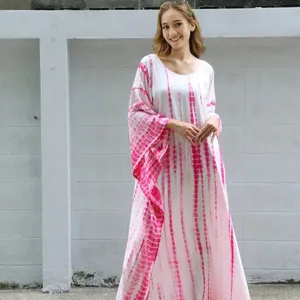 Rosa Sommerkleid Kaftan Ferienkleidung Baumwollkaftan Strandüberwurf Freizeitkleidung Kaftan Übergröße