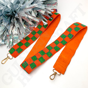 Bolso ajustable de cuentas de semillas de algodón, correa hecha a mano, bolso a cuadros rojo y negro para el día del juego, puertas traseras, estadio, eventos, uso diario - Product Image 2