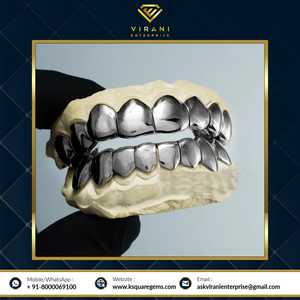 OEM Disponible de grilles de dents en argent sterling 925 pour hommes et femmes Grilles à dents cloutées en diamant de la meilleure qualité - Product Image 4