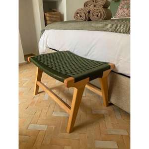 Taburete marroquí hecho a mano, puf otomano, cojín decorativo bohemio, reposapiés tradicional bereber, muebles para la sala de estar. - Product Image 1