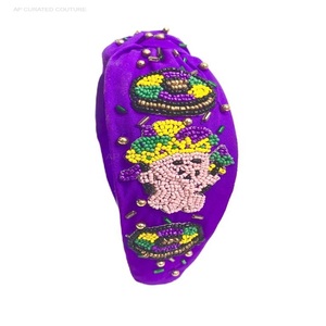 ที่คาดผมลูกปัดสไตล์วินเทจย้อนยุค Mardi Gras เครื่องประดับผมประดับเลื่อมสีเขียวทองสีม่วงออกแบบได้ตามต้องการ - Product Image 6