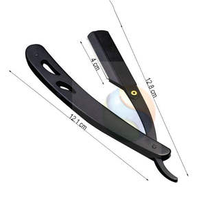 มีดโกนหนวดตรงแบบมืออาชีพสีดำสุดหรู  ทำจากสแตนเลส  เครื่องมือโกนหนวดสำหรับช่างตัดผม  มีดโกนหนวดตรงสแตนเลสสำหรับผู้ชายระดับพรีเมียม - Product Image 2