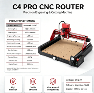 <span class=keywords><strong>C4</strong></span> Pro Router CNC per Legno, <span class=keywords><strong>Macchina</strong></span> da Taglio Laser per Carta, <span class=keywords><strong>Macchina</strong></span> da Taglio Laser CNC 3D per Cristallo, Acrilico e Metallo - Product Image 2