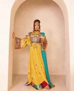 Venta al por mayor hecho a mano Kuchi vestido afgano patrón de cinturón Natural hasta el suelo modesto Vintage mejor calidad bordado de tela de algodón - Product Image 3