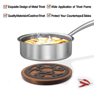 Posavasos de madera de nogal de gran tamaño con marco de metal Accesorios de cocina para cocinas y otros productos de cocina de metal - Product Image 2