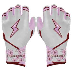 Custom Long Cuff Batting Gloves White Pink Premium Leather <b>Baseball</b> & Softball Hitting Gloves with Wrist Support - Product Image 1